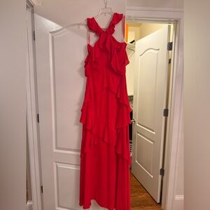 BCBG Max Azaria Elegant Red Ruffle Dress